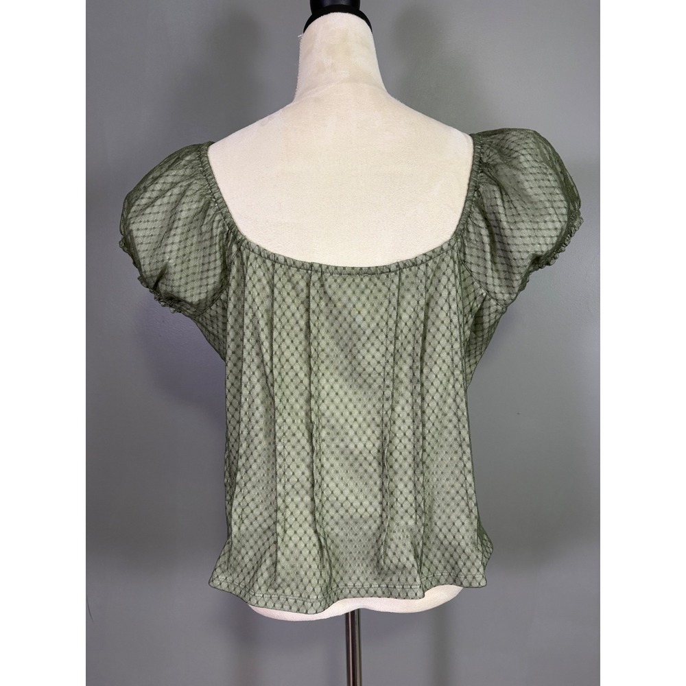 Anthropologie Puffed Cap Sleeve Corset Top XL Pleated Romantic Peasant Ren Fair - Picture 3 of 8